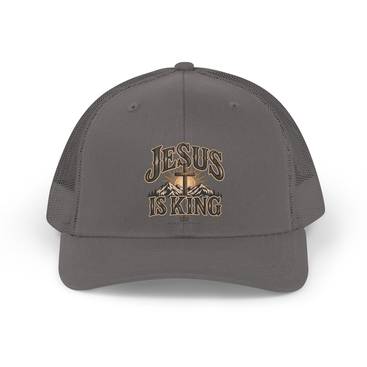 Jesus Is King Retro Trucker Hat — Vintage Christian Baseball Cap