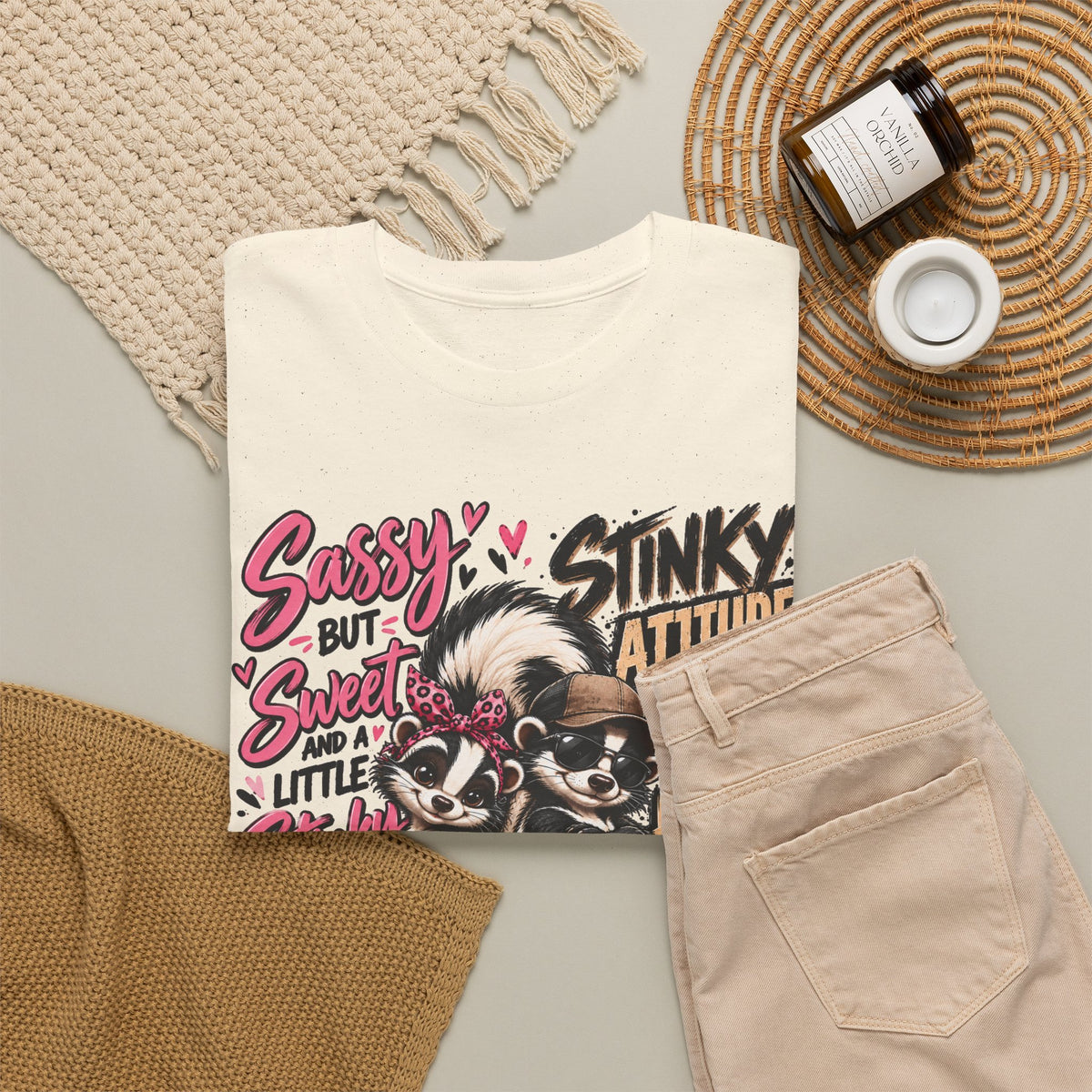 Skunk Graphic Tee — "Sassy but Sweet, Little Stinker" Cute Skunk Shirt