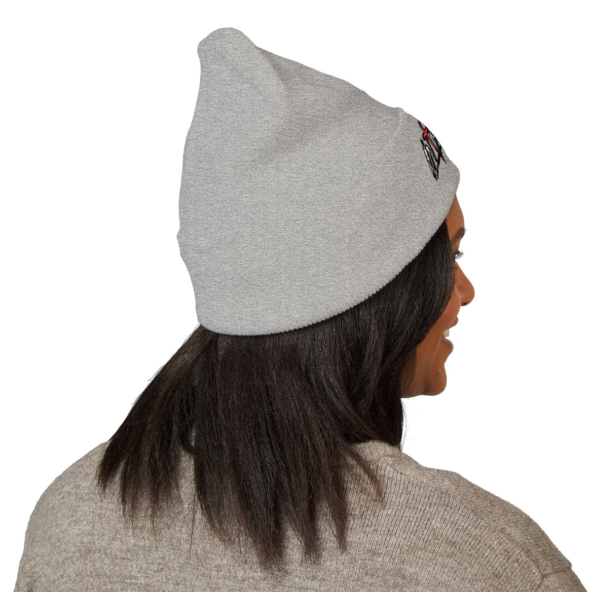 Embroidered Cross Logo Cuffed Beanie — Christian Streetwear Knit Hat