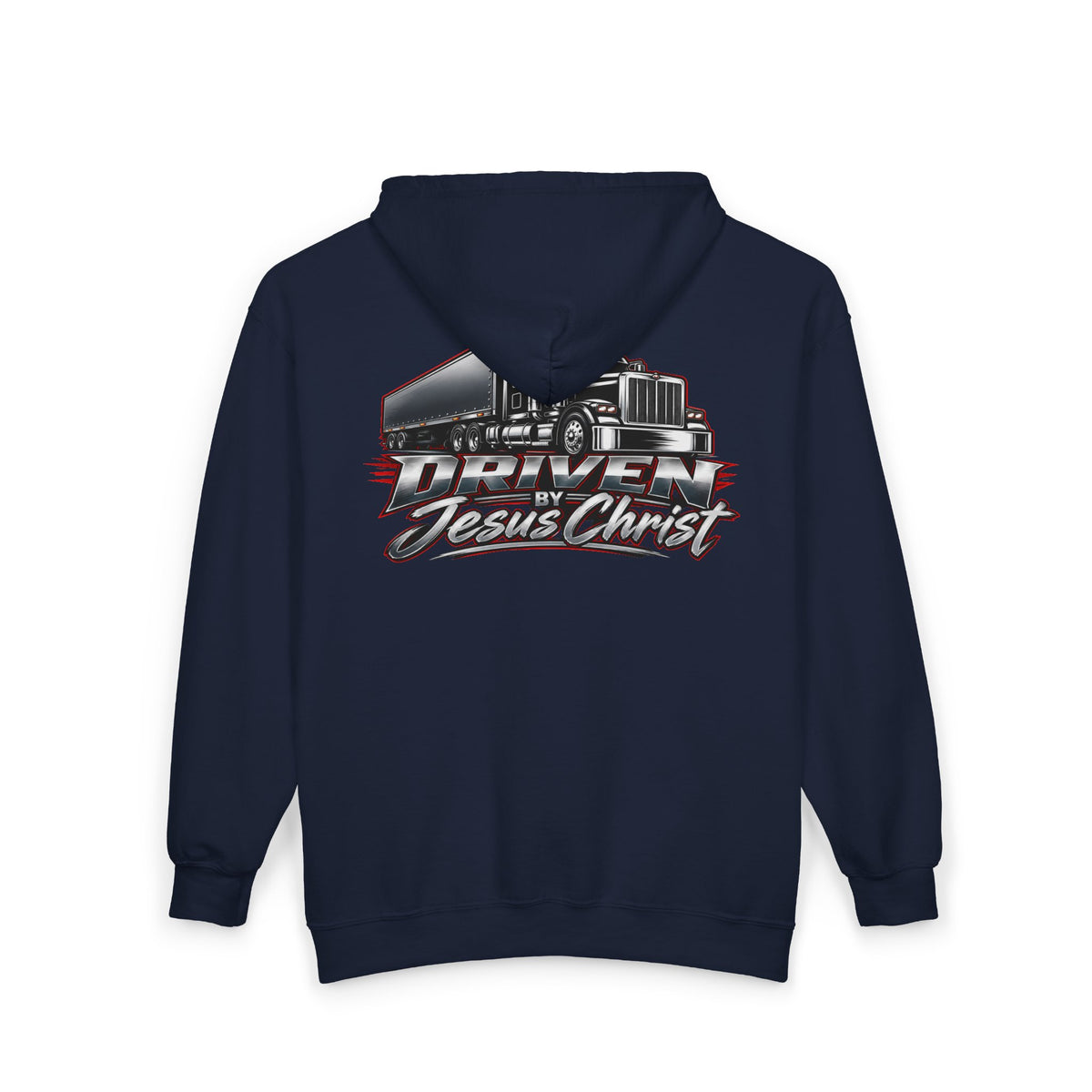 Driven by Jesus Christ Hoodie — Christian Trucker Full-Zip Sweatshirt