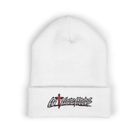 Embroidered Cross Logo Cuffed Beanie — Christian Streetwear Knit Hat