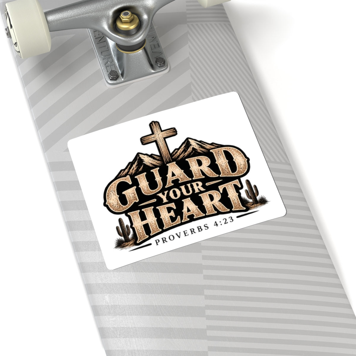 Guard Your Heart Sticker — Proverbs 4:23 Christian Faith Cross Sticker