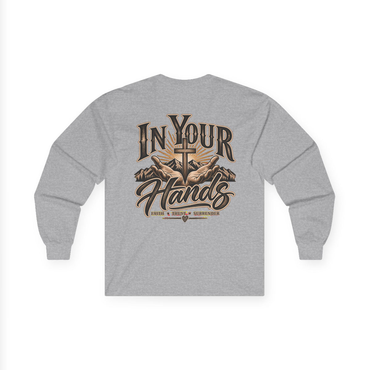 In Your Hands Long Sleeve Tee — Inspirational Christian Cross Shirt
