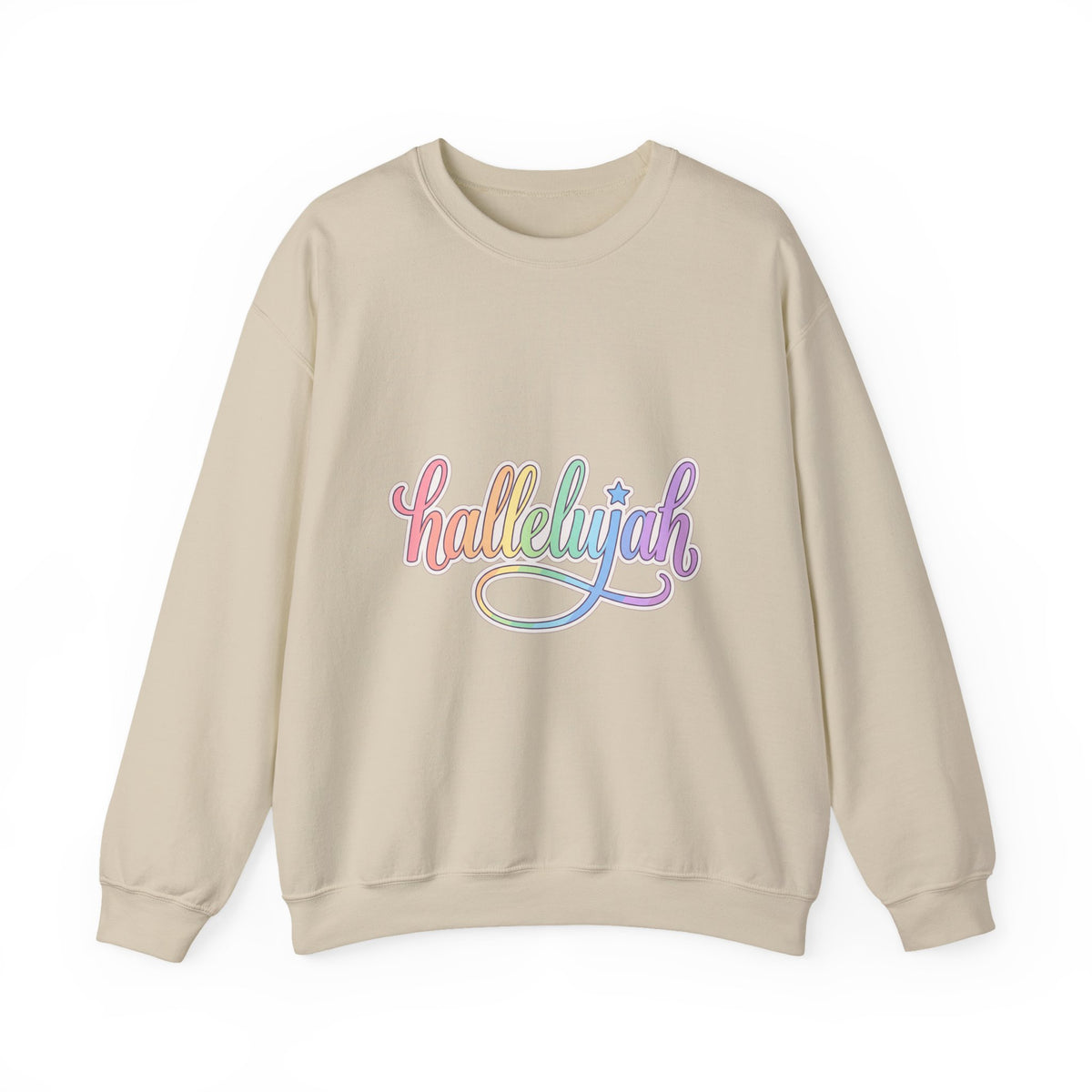 Hallelujah Script Rainbow Crewneck Sweatshirt | Everything Hallelujah