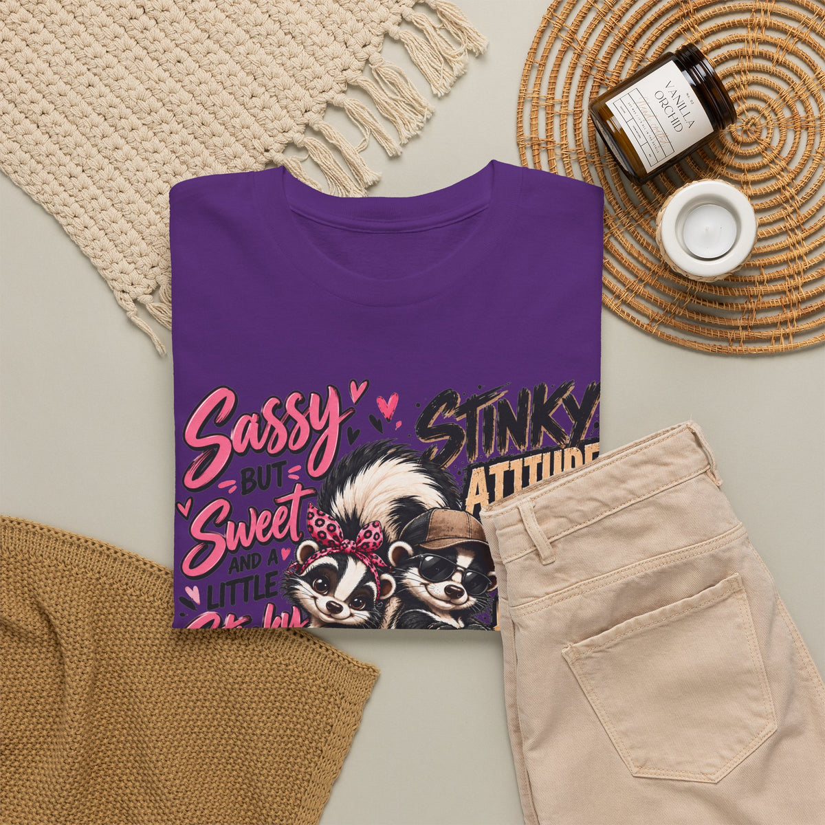 Skunk Graphic Tee — "Sassy but Sweet, Little Stinker" Cute Skunk Shirt
