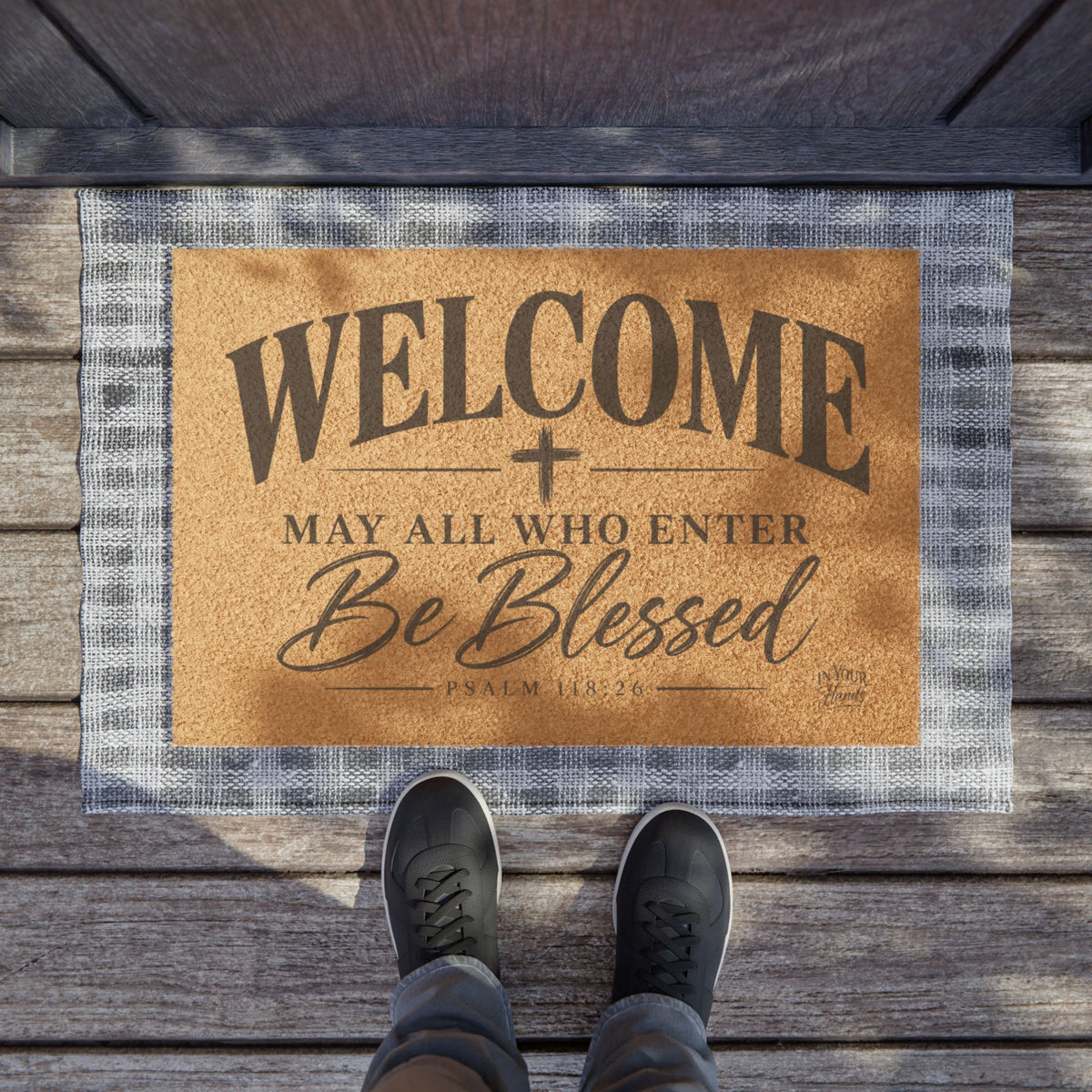 Welcome Doormat — "May All Who Enter Be Blessed" Coir Entrance Mat