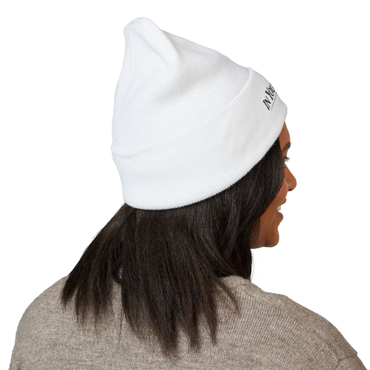 Embroidered 'In Your Hands' Cuffed Beanie