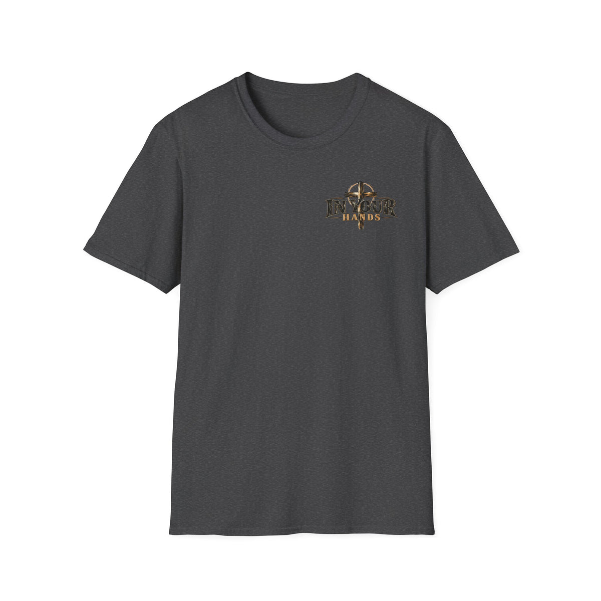 In Your Hands Cross T‑Shirt — Christian Faith Small Chest Logo