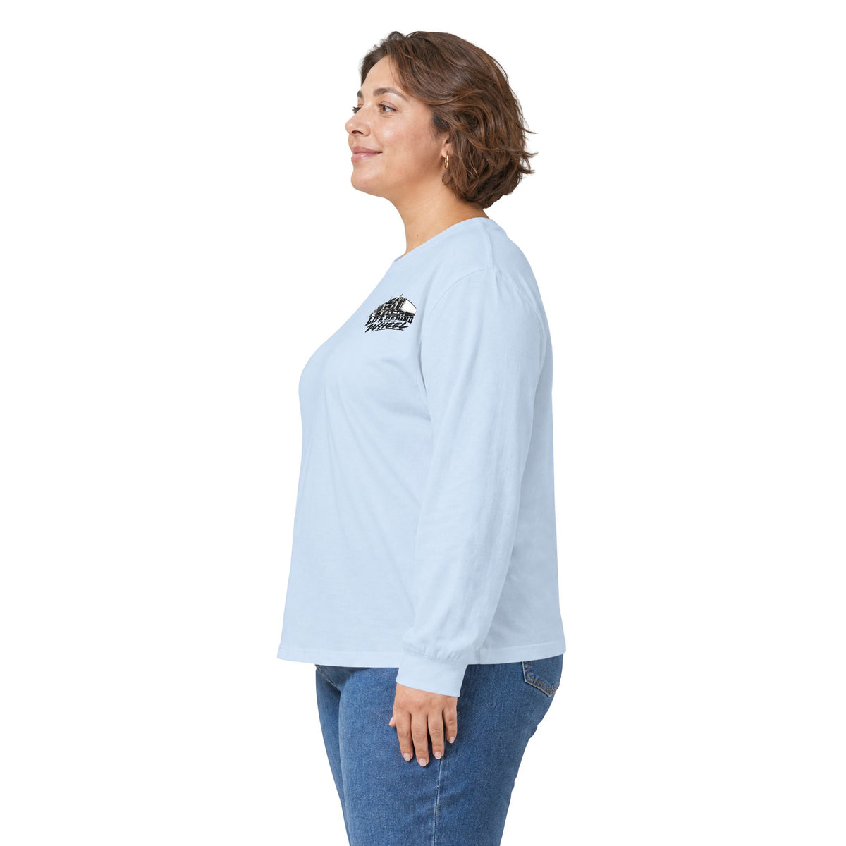 Long Sleeve Tee — "Life Behind the Wheel" Trucker Graphic