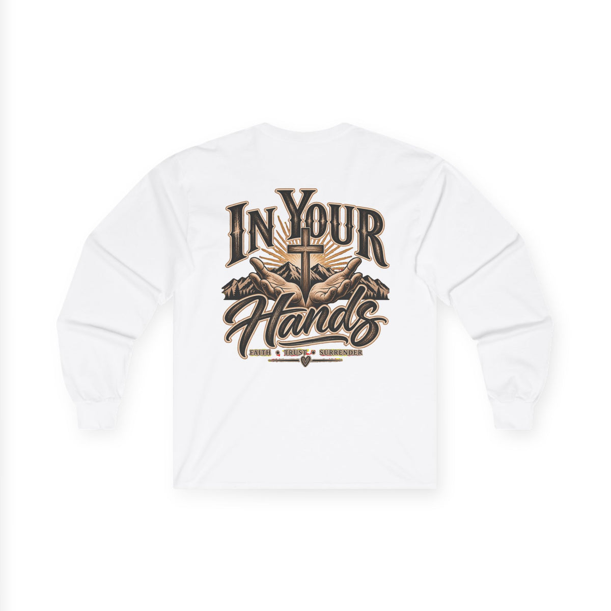 In Your Hands Long Sleeve Tee — Inspirational Christian Cross Shirt