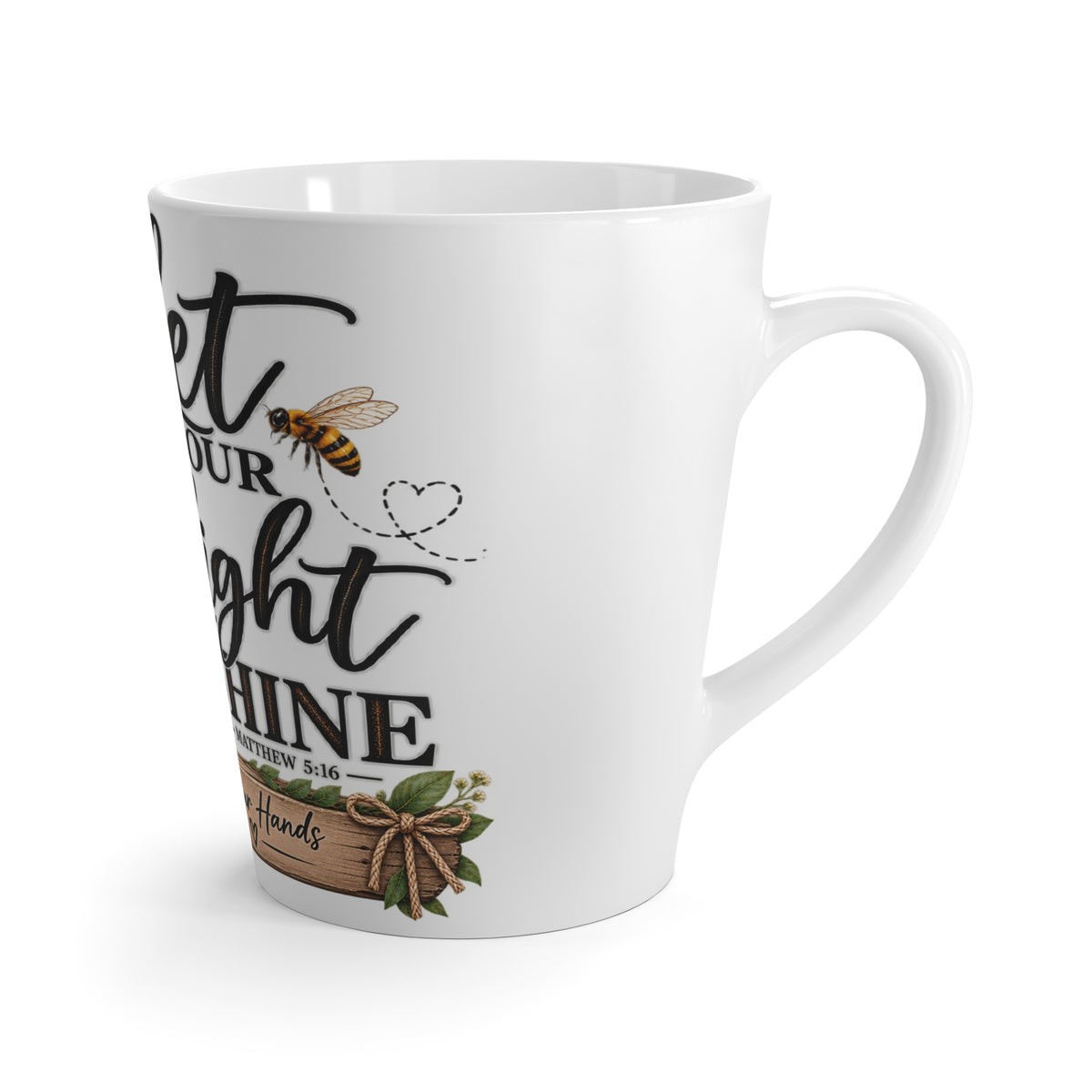 Latte Mug - "Let Your Light Shine" Sunflower Lantern Inspirational Coffee Mug