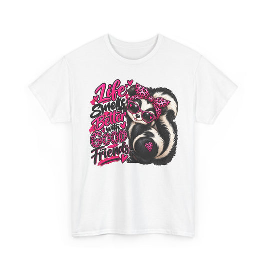 Life Smiles Better with Good Friends Skunk Graphic T-Shirt