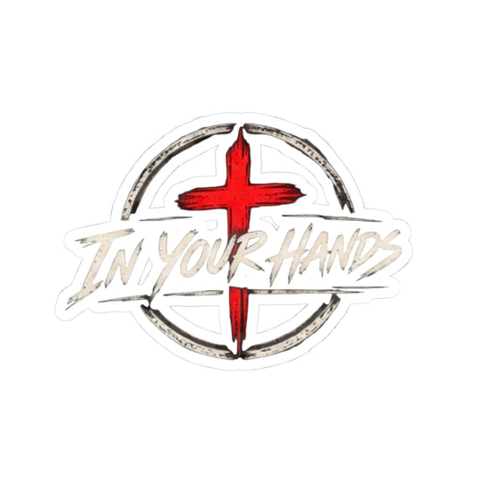 In Your Hands Cross Sticker — Christian Faith Kiss-Cut Vinyl Decal