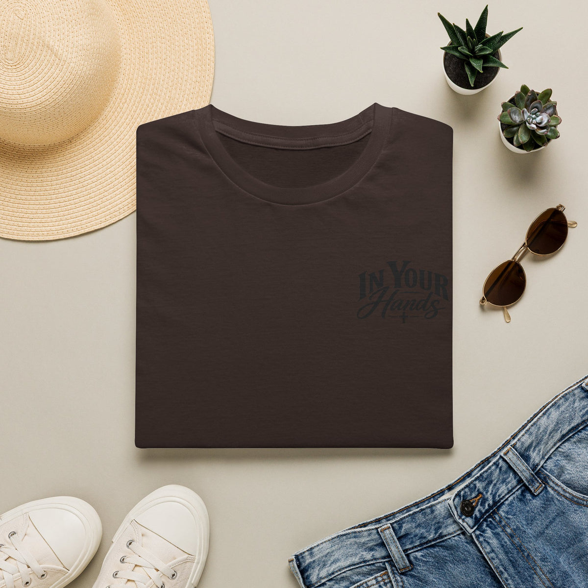 In Your Hands Tee — Minimal Chest Logo Graphic T-Shirt