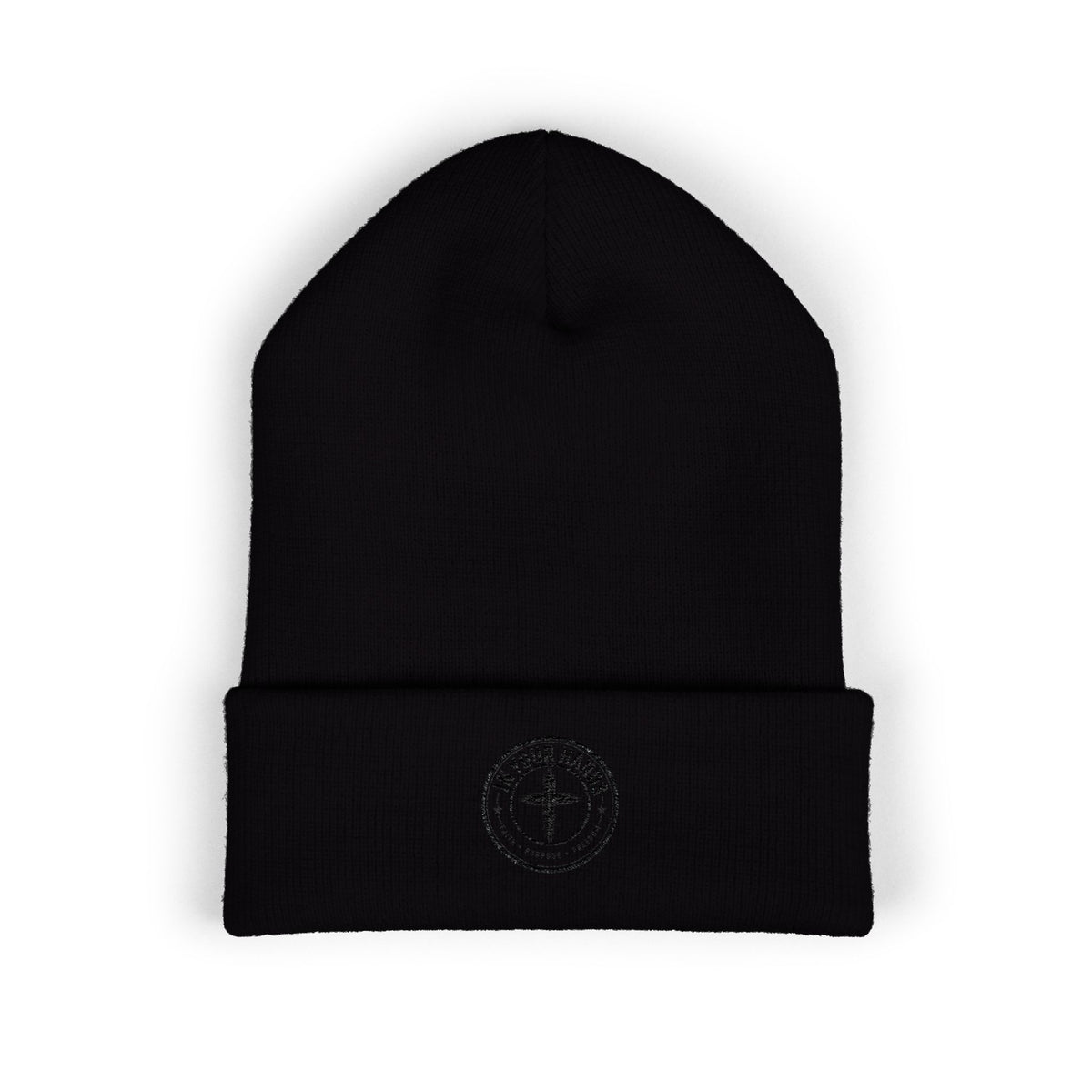 Embroidered Cuffed Beanie "Fix Your Habits" – Warm Knit Winter Hat