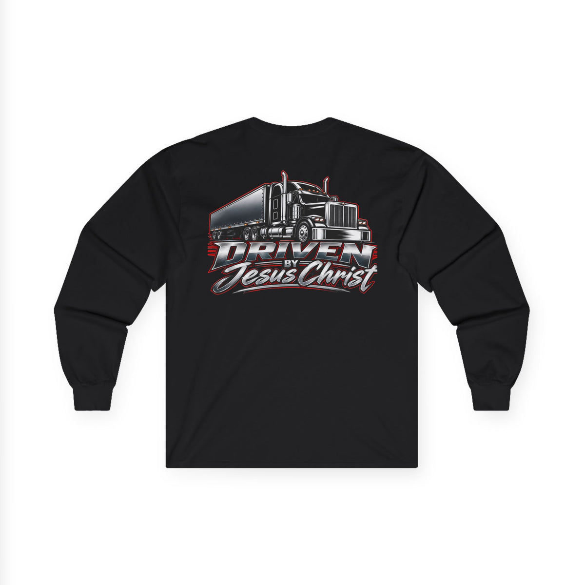 Long Sleeve Tee - Driven by Jesus Christ Trucker Graphic