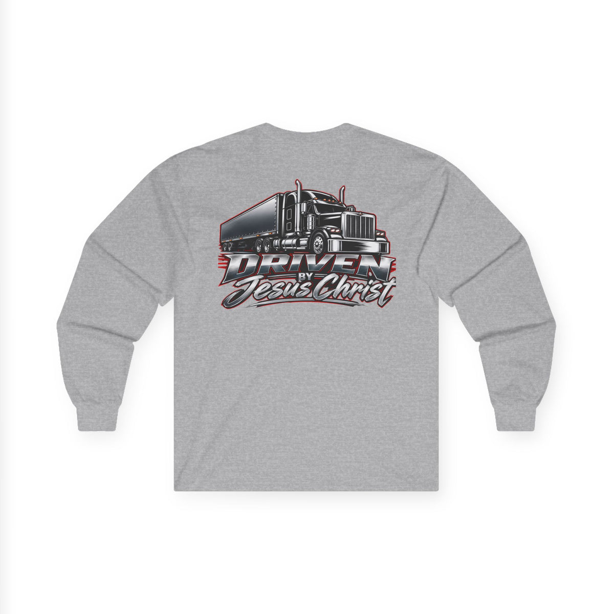 Long Sleeve Tee - Driven by Jesus Christ Trucker Graphic