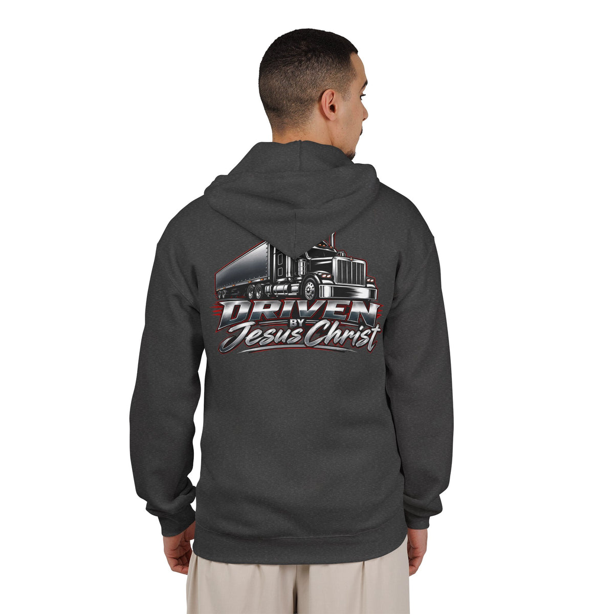 Driven by Jesus Christ Hoodie — Christian Trucker Full-Zip Sweatshirt
