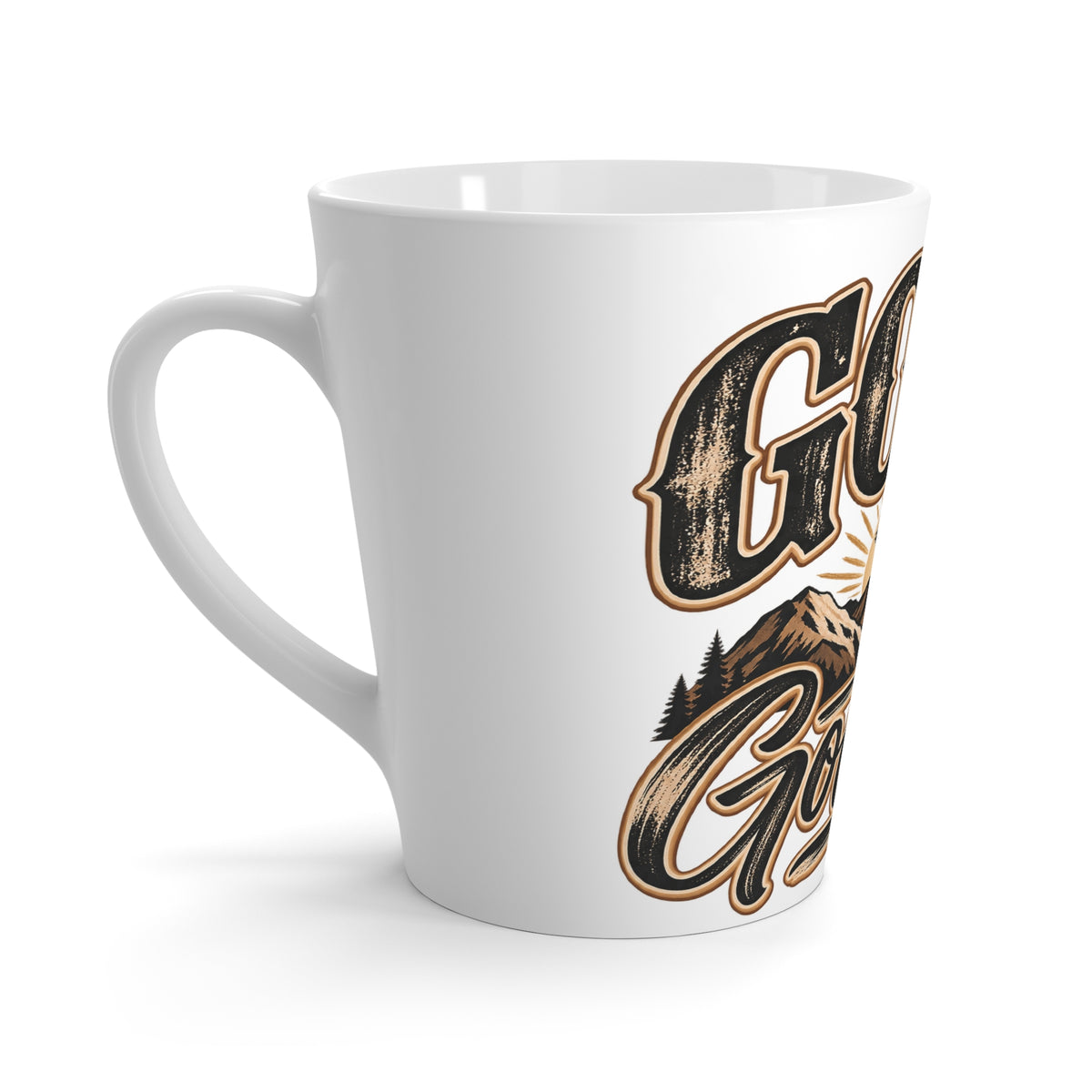 Latte Mug - "God's Got This" Christian Coffee Mug with Cross & Mountain Design