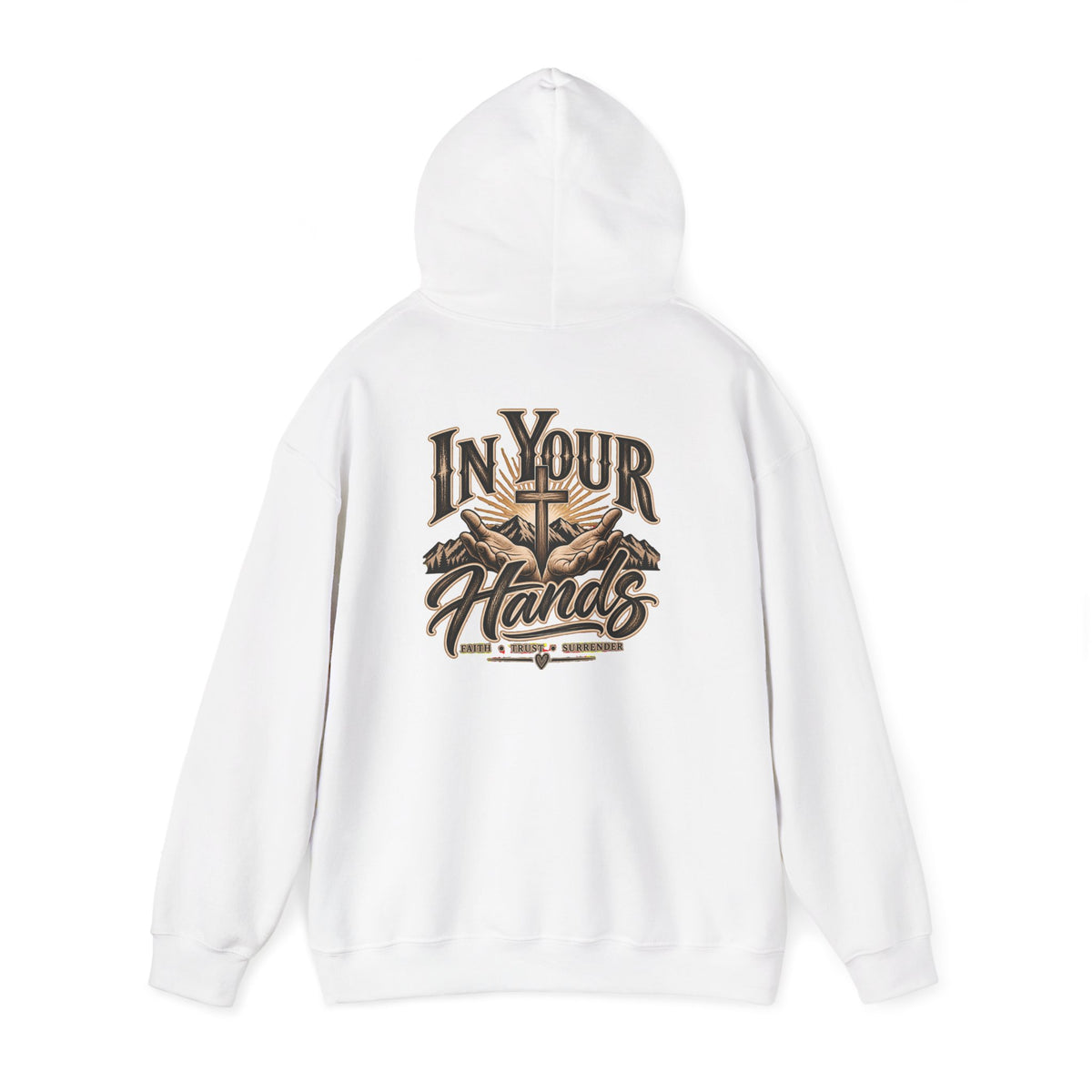 In Your Hands Hoodie — Christian Cross & Open Bible Faith Sweatshirt