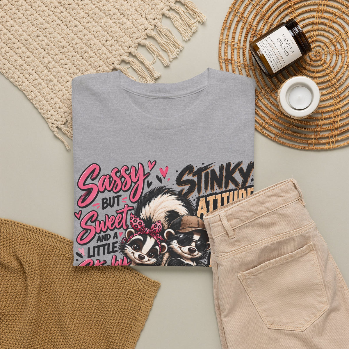 Skunk Graphic Tee — "Sassy but Sweet, Little Stinker" Cute Skunk Shirt
