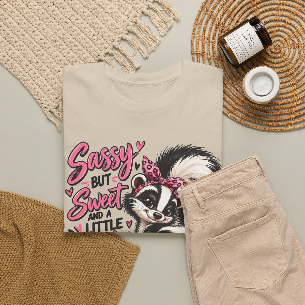Skunk Tee - "Sassy But Sweet and a Little Stinky" Cute Floral Graphic Shirt