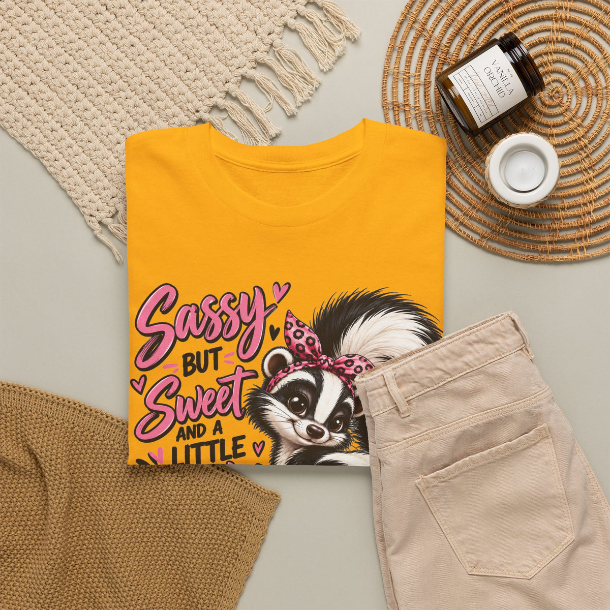Skunk Tee - "Sassy But Sweet and a Little Stinky" Cute Floral Graphic Shirt
