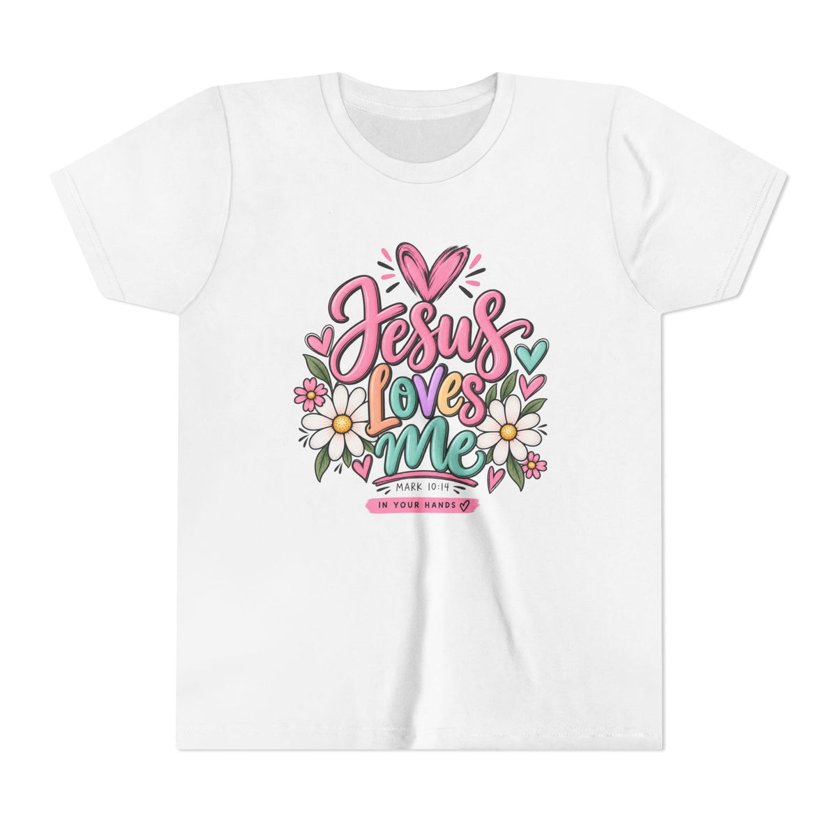Youth Tee — "Jesus Loves Me" Floral Christian Kids T-Shirt