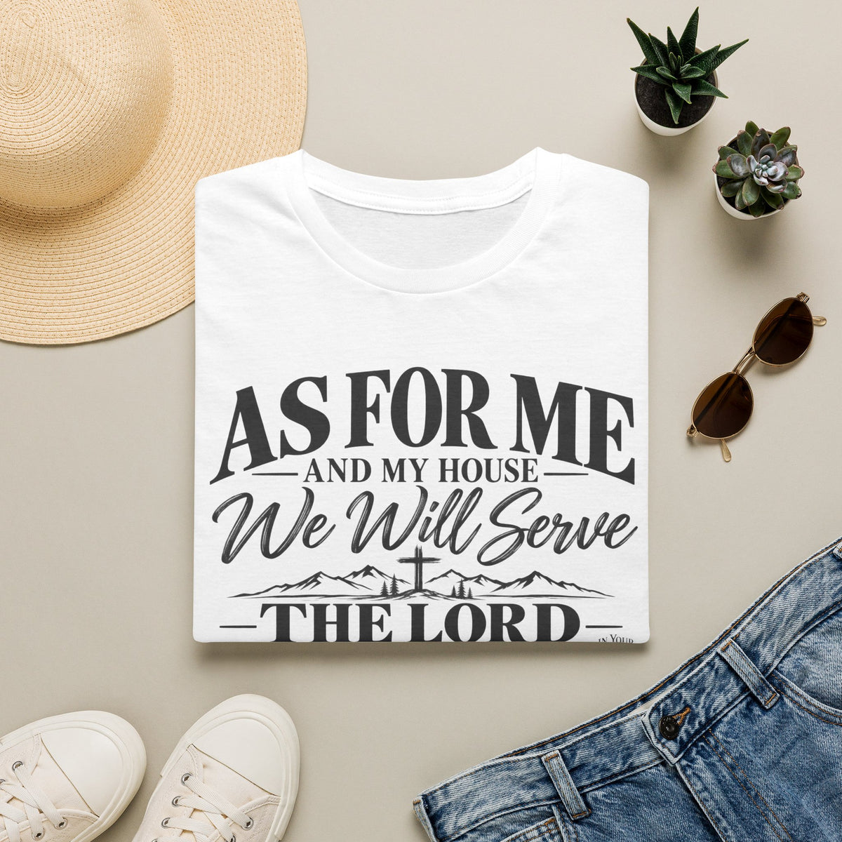 T-Shirt — "As for Me and My House We Will Serve the Lord" Christian Faith Tee