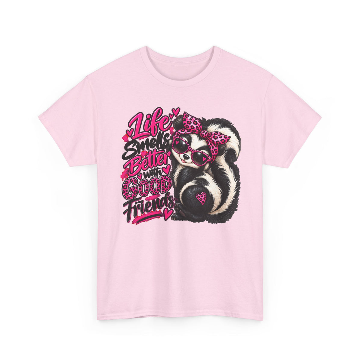 Life Smiles Better with Good Friends Skunk Graphic T-Shirt