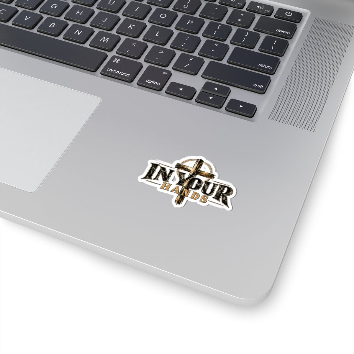 Religious Cross 'In Your Hands' Kiss-Cut Sticker — Faith-Inspired Laptop Decal