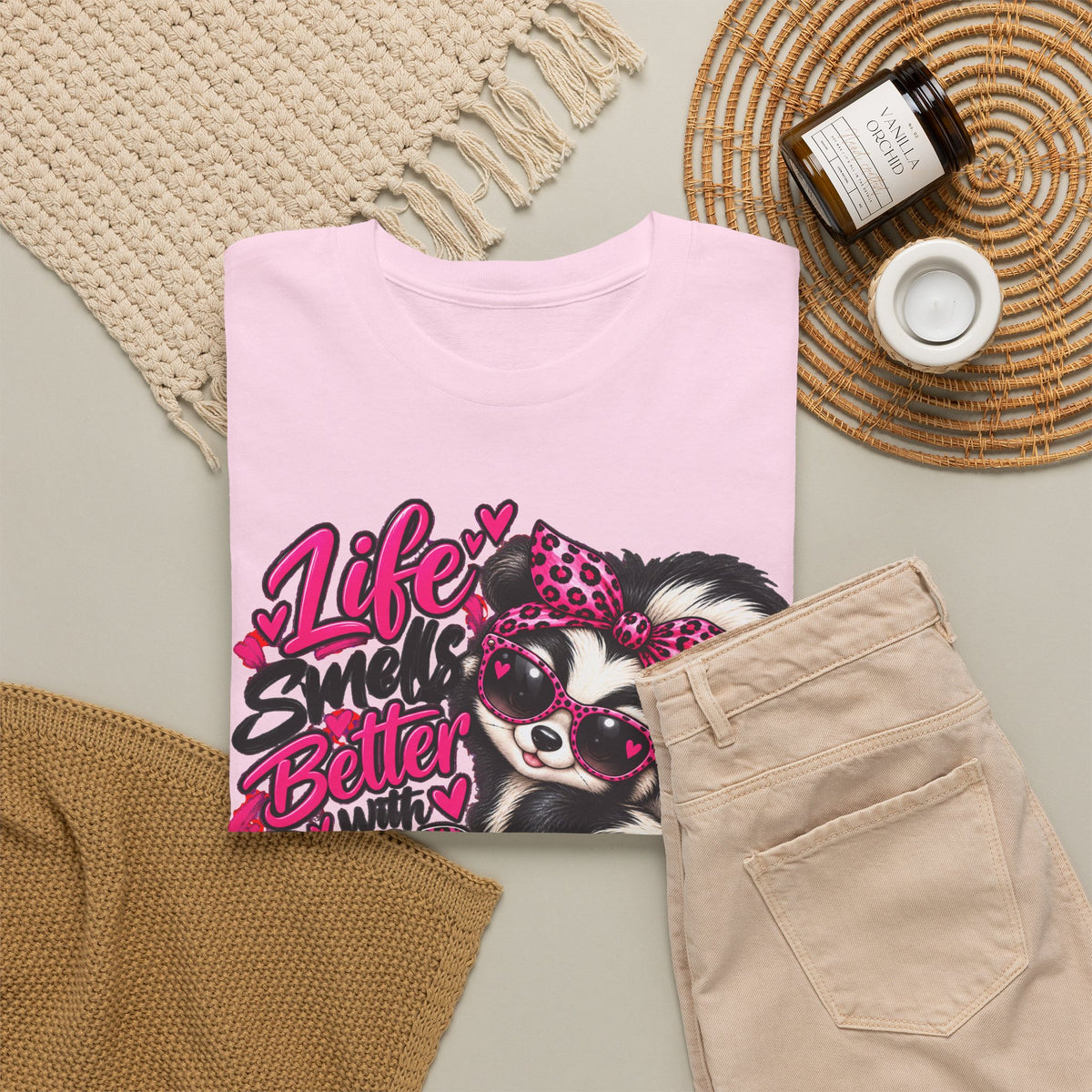 Life Smiles Better with Good Friends Skunk Graphic T-Shirt