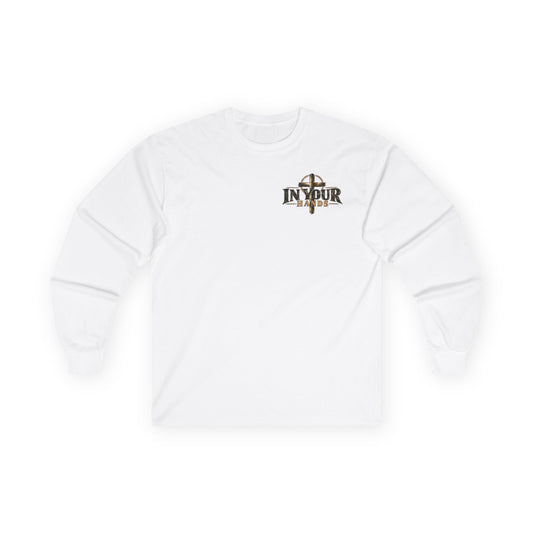 Be Still Long Sleeve Tee — Christian Faith Psalm 46:10 Desert Cross Design