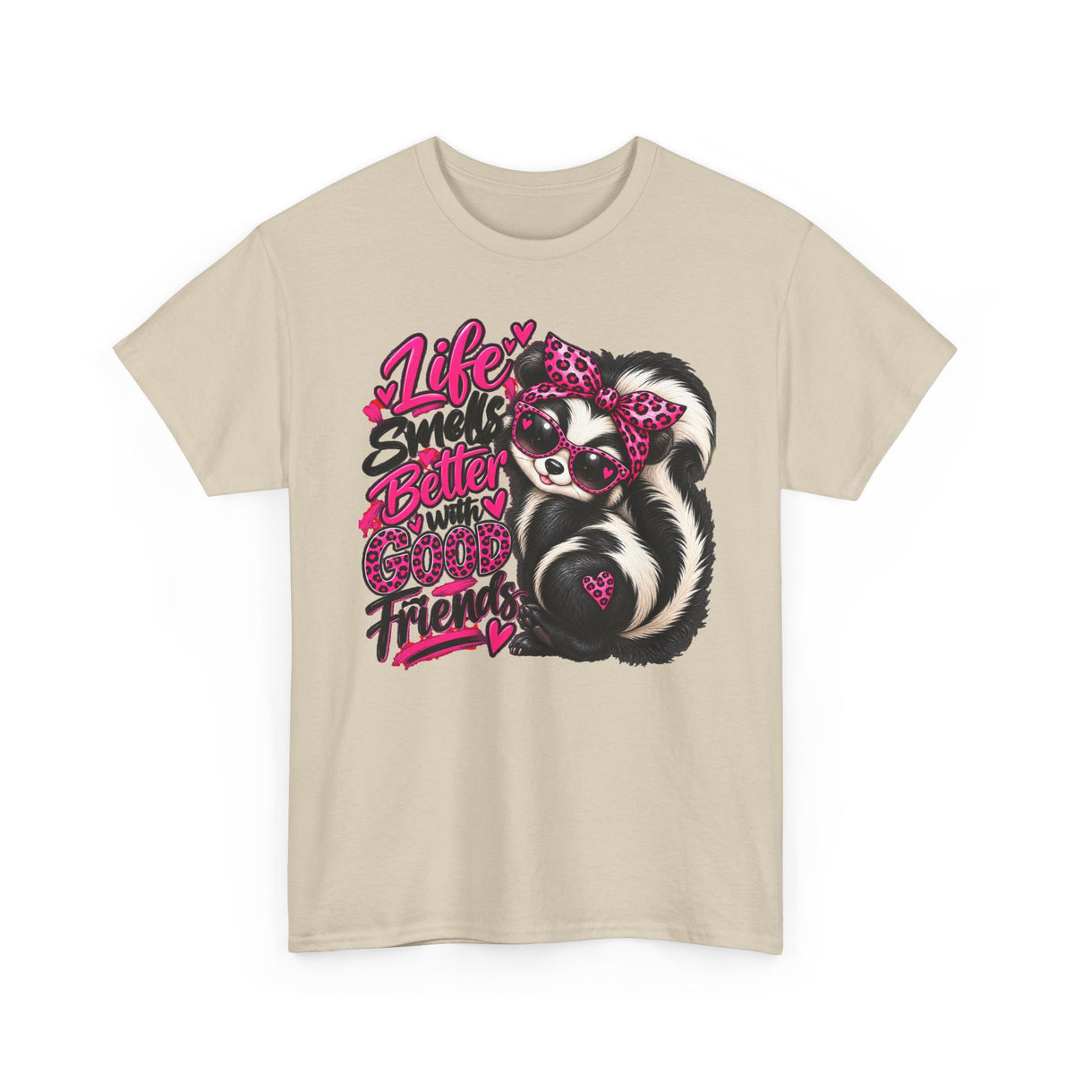 Life Smiles Better with Good Friends Skunk Graphic T-Shirt