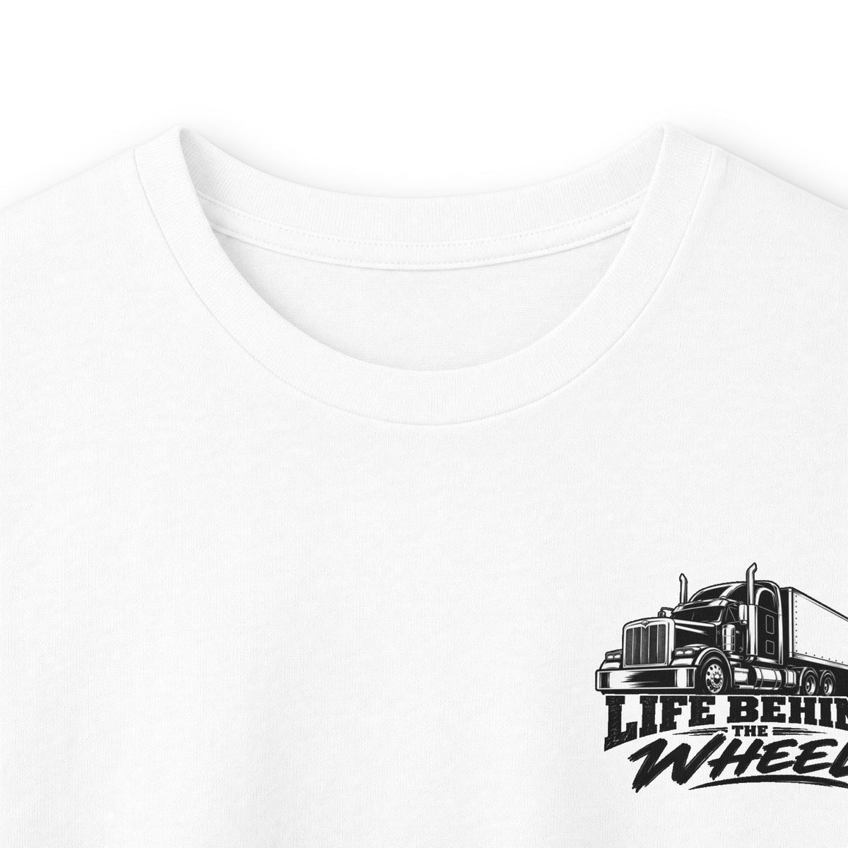 Long Sleeve Tee — "Life Behind the Wheel" Trucker Graphic