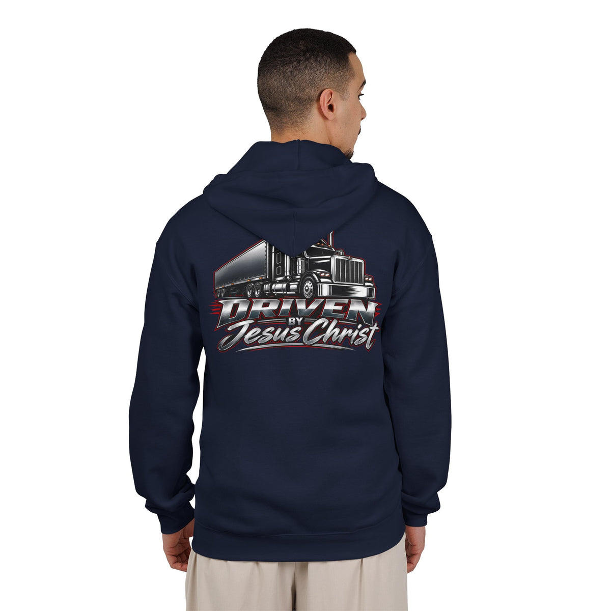 Driven by Jesus Christ Hoodie — Christian Trucker Full-Zip Sweatshirt