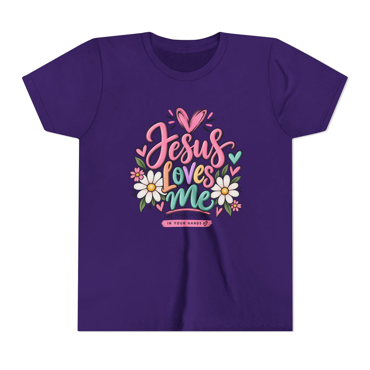 Youth Tee — "Jesus Loves Me" Floral Christian Kids T-Shirt