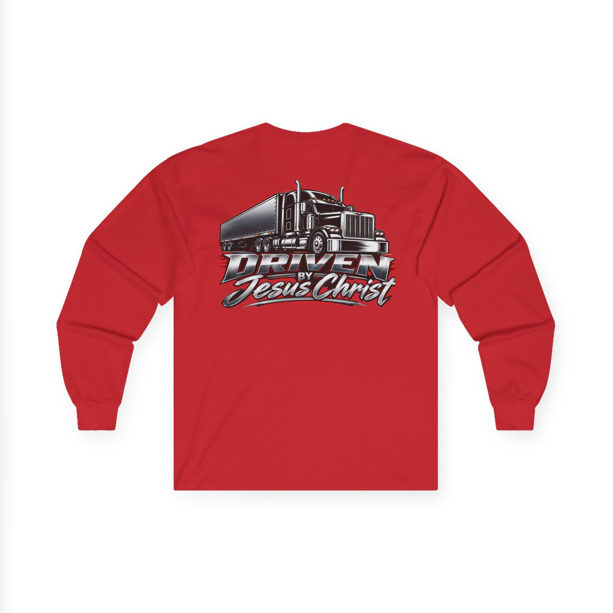 Long Sleeve Tee - Driven by Jesus Christ Trucker Graphic