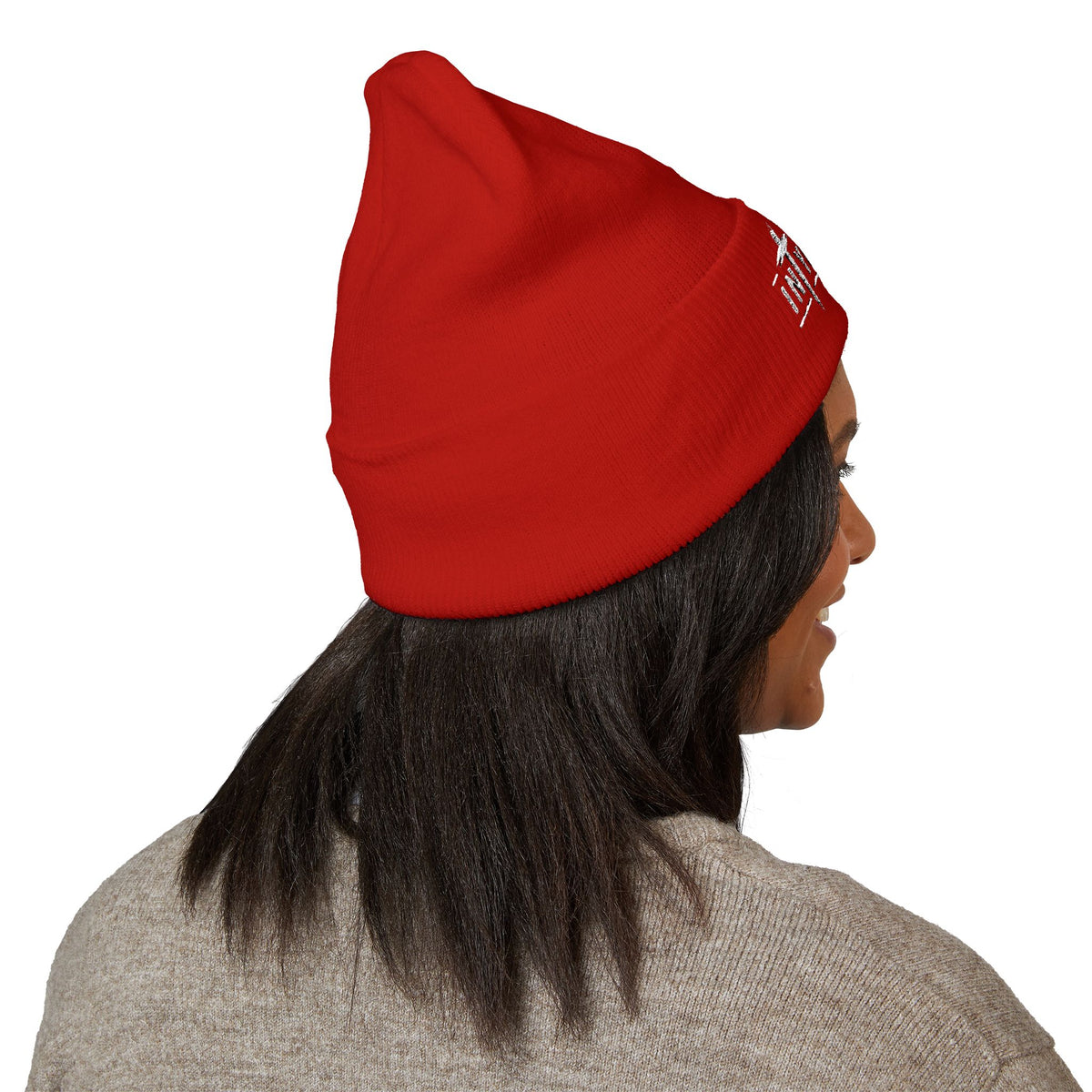 Embroidered 'In Your Hands' Cuffed Beanie - Knit Winter Hat
