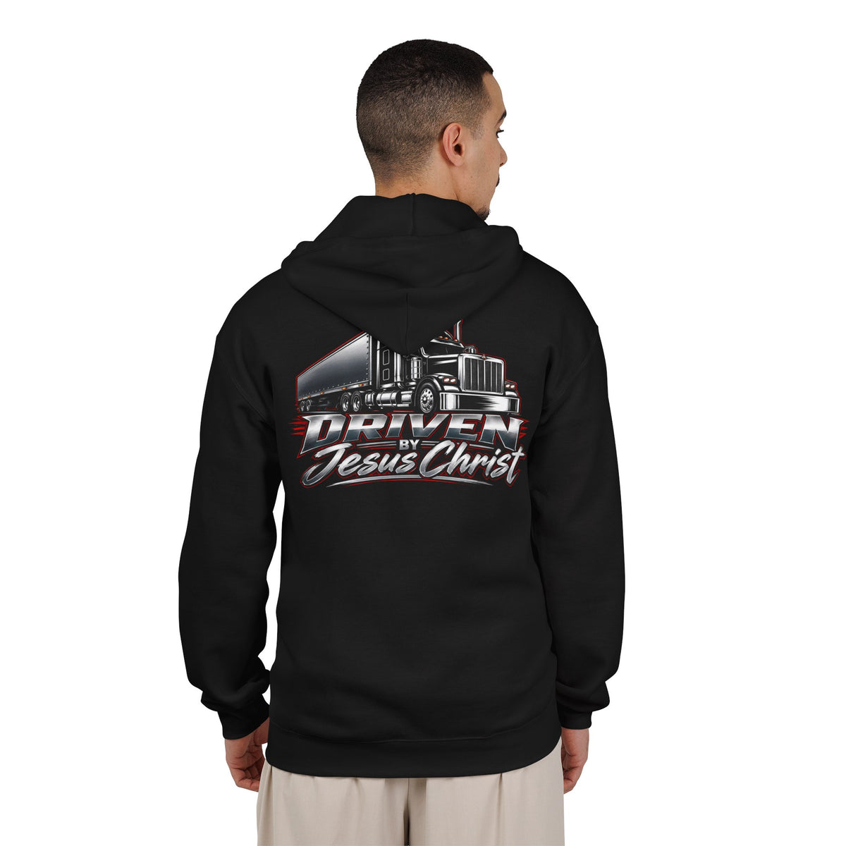 Driven by Jesus Christ Hoodie — Christian Trucker Full-Zip Sweatshirt