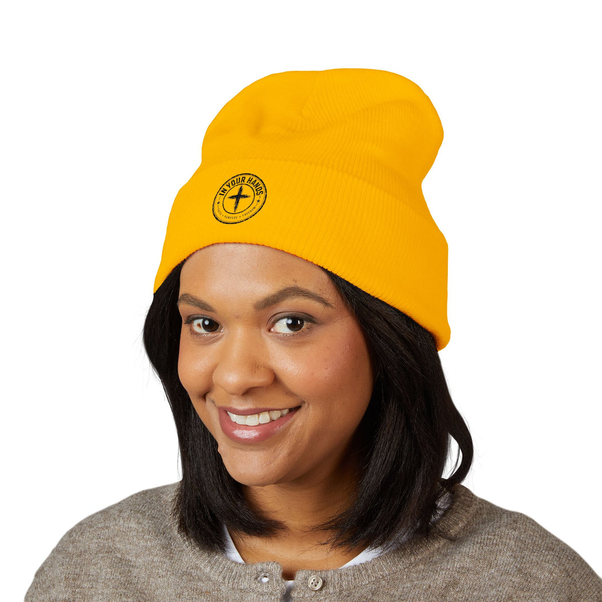 Embroidered Cuffed Beanie "Fix Your Habits" – Warm Knit Winter Hat
