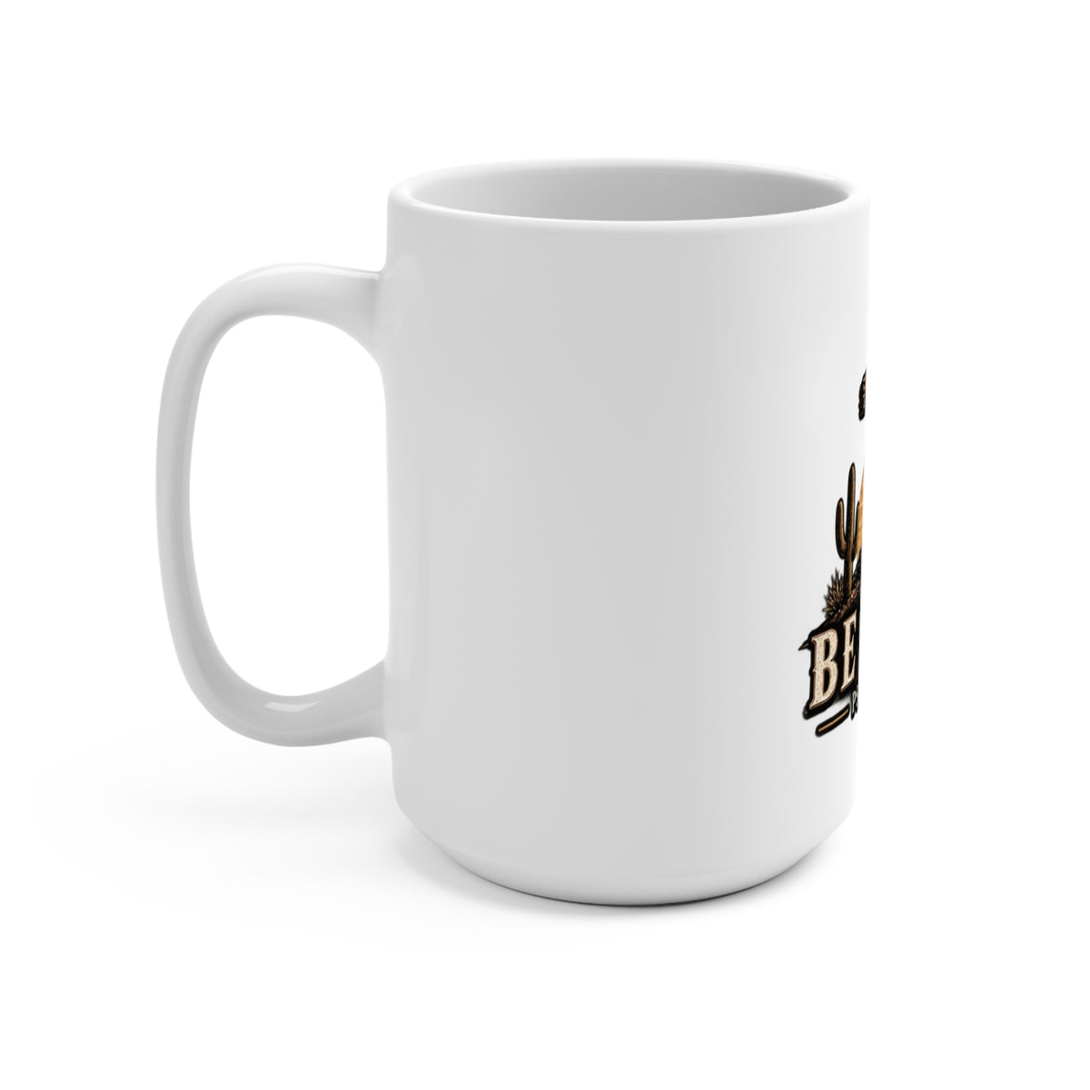 Be Still Psalm 46:10 Christian 15oz Coffee Mug — Cross & Desert Sunrise