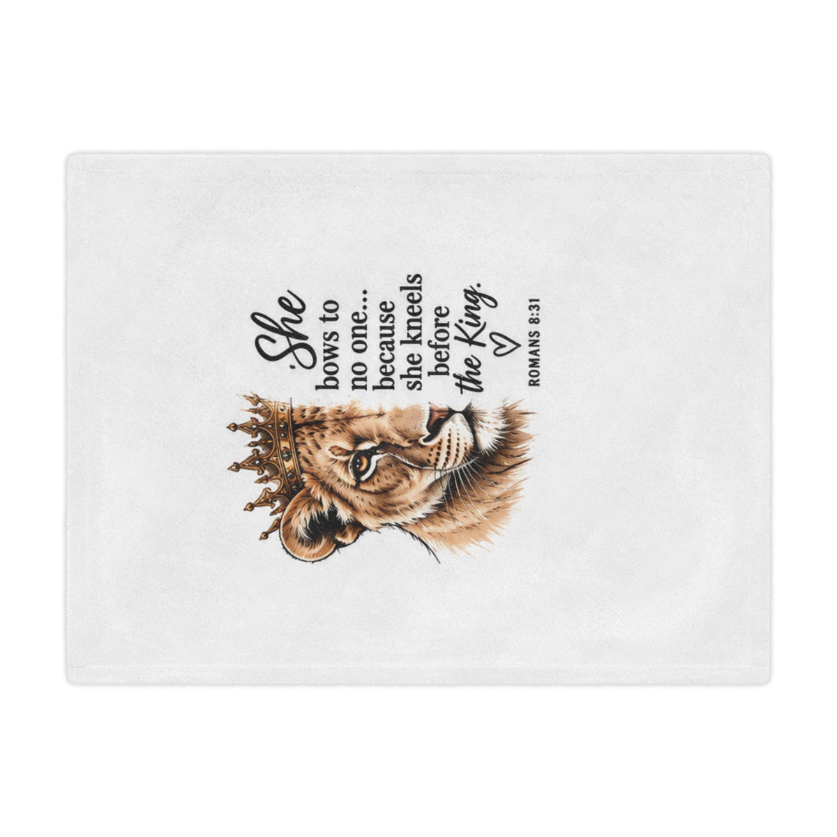 Christian Lion Minky Blanket — “She bows to no one… because she kneels before the King” (Romans 8:31)