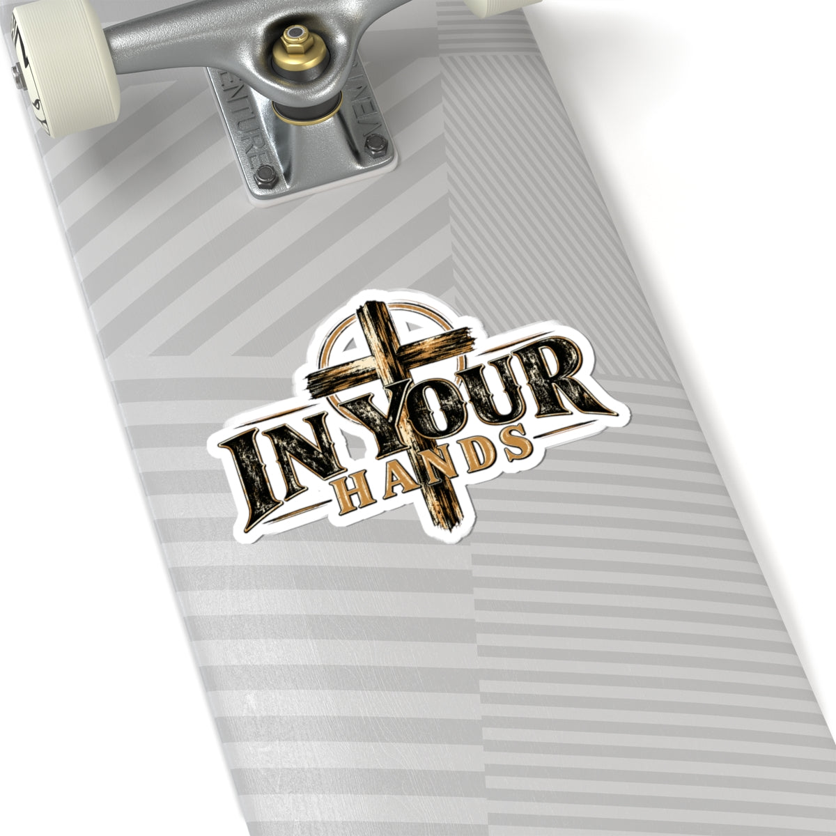 Religious Cross 'In Your Hands' Kiss-Cut Sticker — Faith-Inspired Laptop Decal