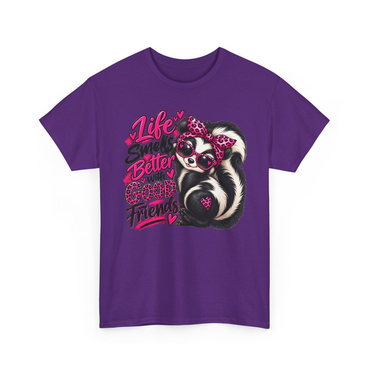 Life Smiles Better with Good Friends Skunk Graphic T-Shirt