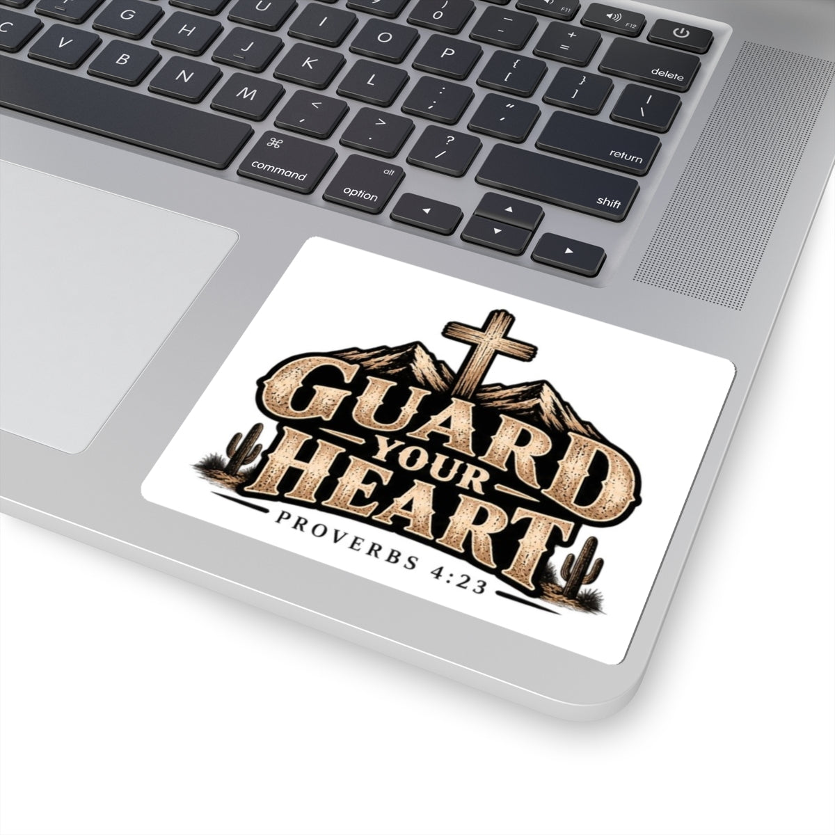 Guard Your Heart Sticker — Proverbs 4:23 Christian Faith Cross Sticker