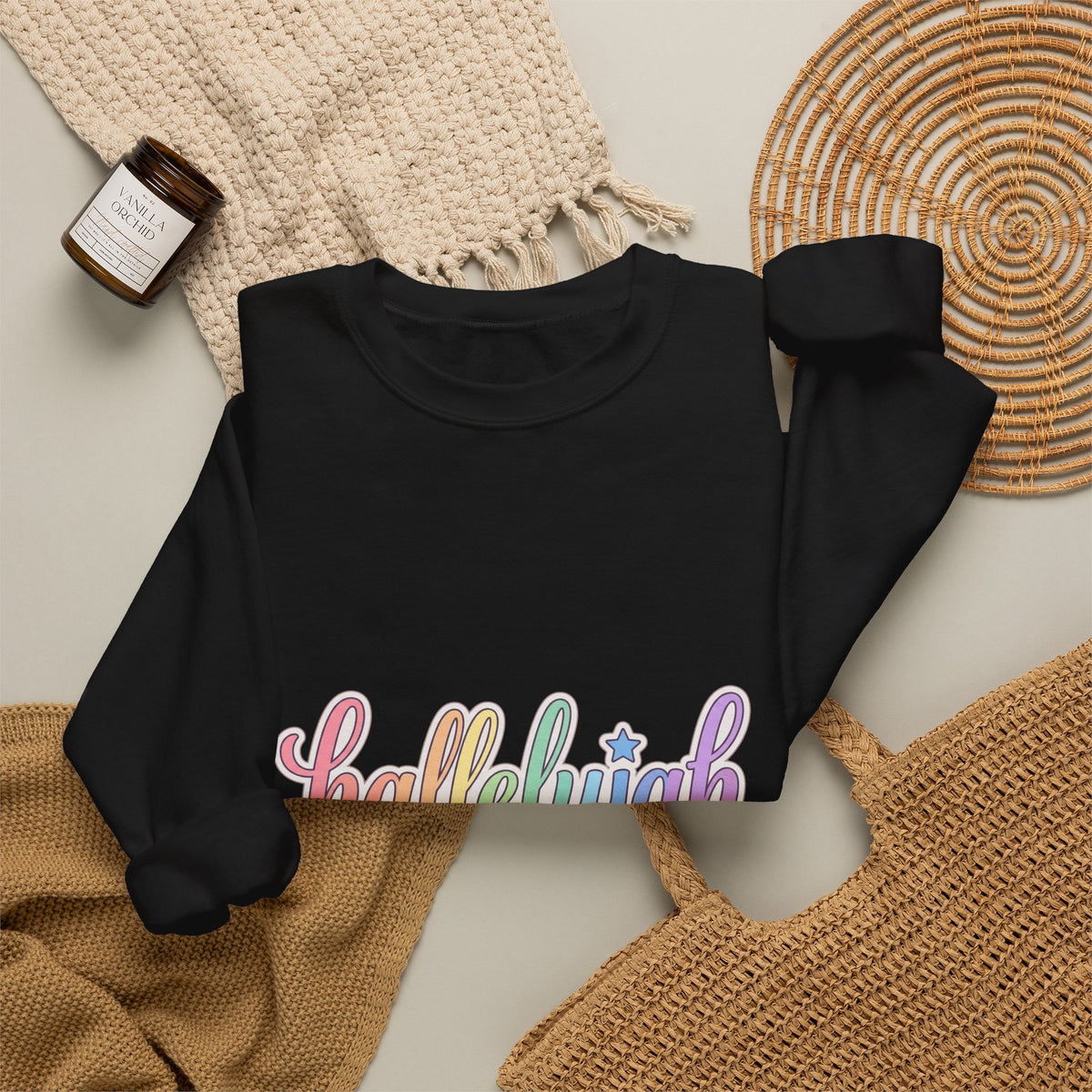 Hallelujah Script Rainbow Crewneck Sweatshirt | Everything Hallelujah