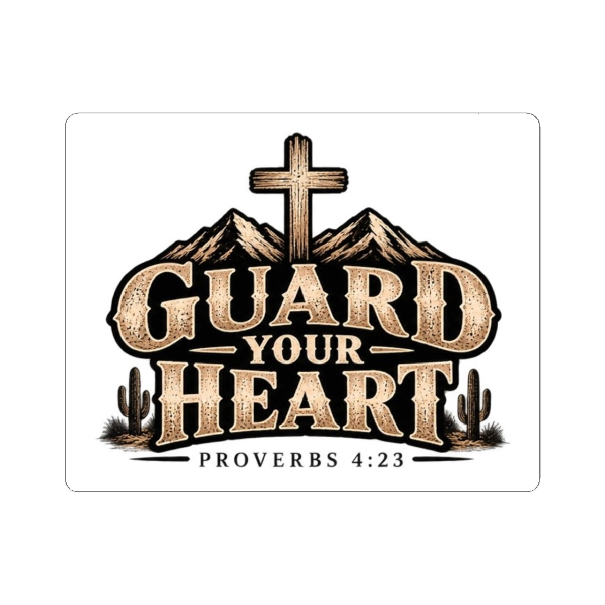 Guard Your Heart Sticker — Proverbs 4:23 Christian Faith Cross Sticker