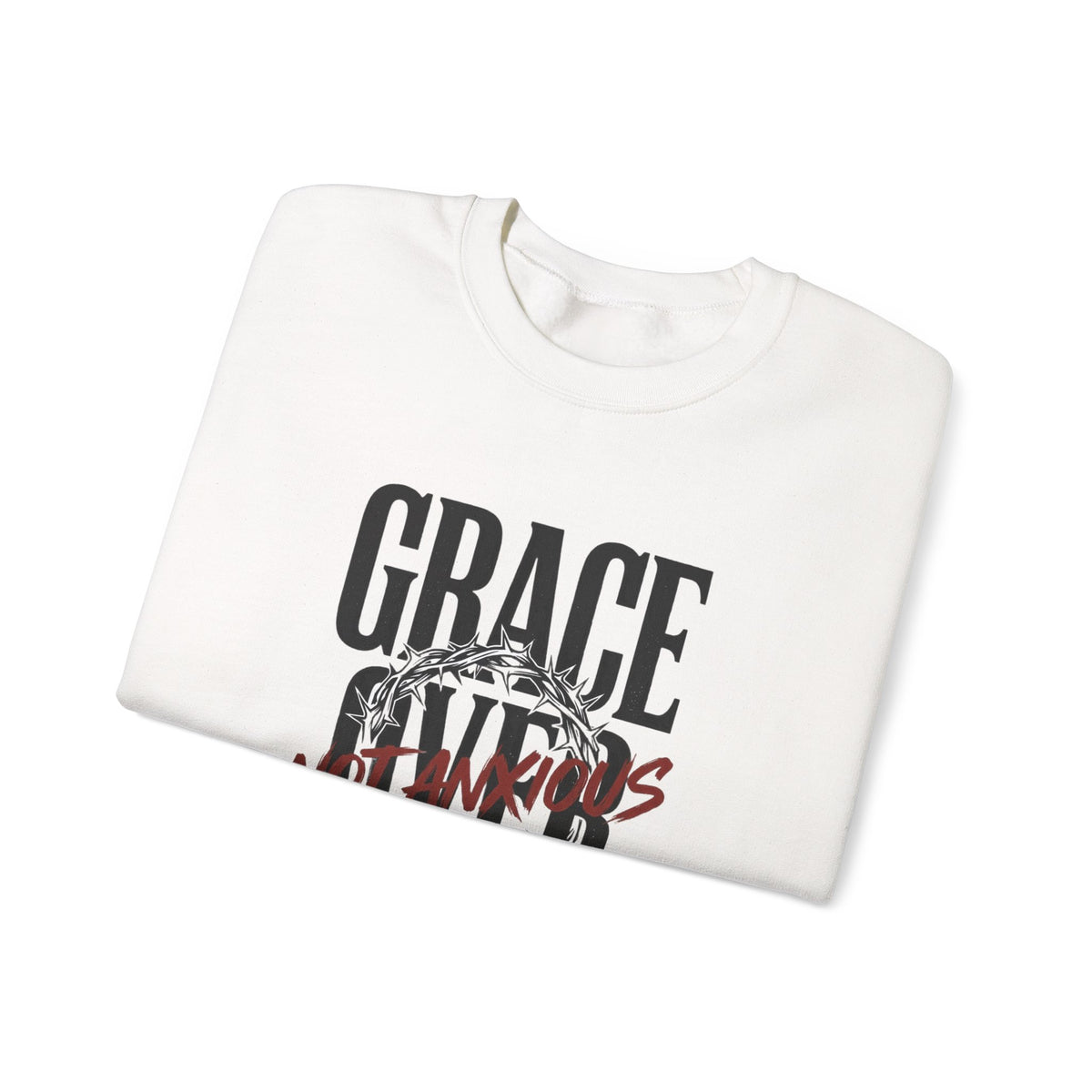 Grace Over Fear Crewneck Sweatshirt | Christian Streetwear, Distressed Typography