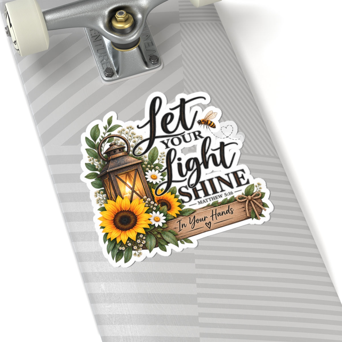 Let Your Light Shine Sunflower Lantern Sticker — Matthew 5:16 Inspirational Bible Verse Kiss-Cut
